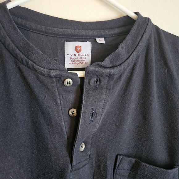 Tyndale FRMC Fire Retardant Long Sleeve Henley Shirt, Navy, Sz XL - Picture 2 of 6